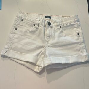 J Crew Women's White Stretch Denim Shorts Size 0